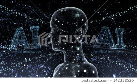 AI (Artificial Intelligence) Technology Network Data Robot Information 3D Illustration Background 142338520