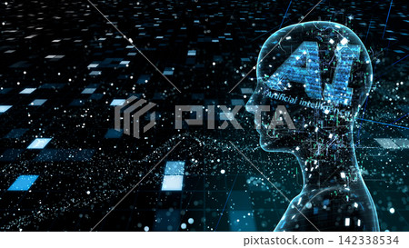人工智慧(AI)技術網路數據機器人資訊3D插圖背景 人工智慧(AI)技術網路數據機器人資訊3D插圖背景 142338534