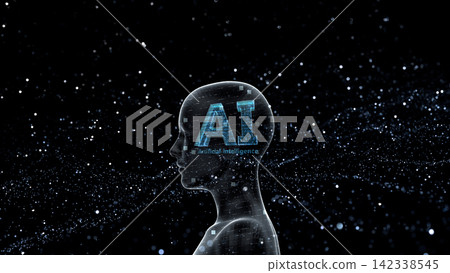 人工智慧（AI）技術網路數據機器人資訊3D插圖背景 142338545