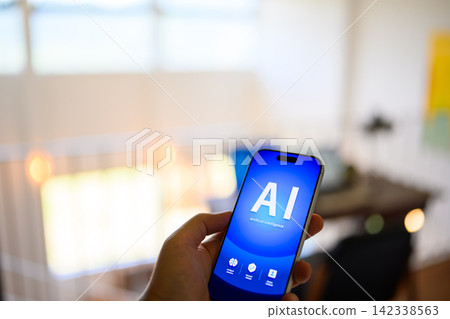 AI displayed on smartphone AI displayed on smartphone 142338563