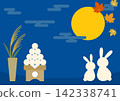 A rabbit and moon-viewing dumplings enjoying the moon. 142338741