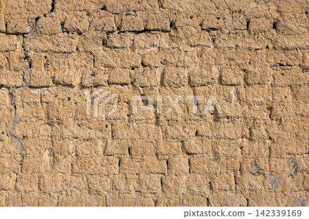 Textured Wall with Rustic Mud Brick Surface Textured Wall with Rustic Mud Brick Surface 142339169