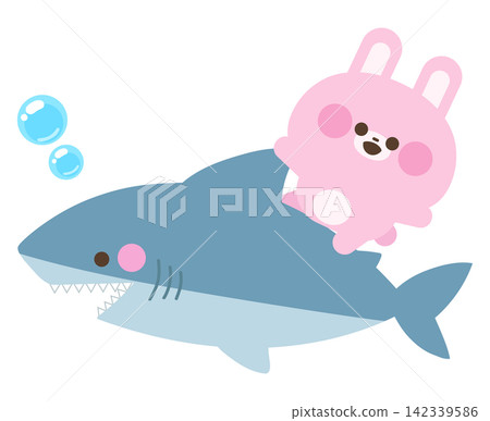兔子騎在鯊魚身上 142339586