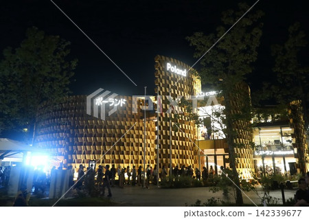 Nighttime view of the Polish Pavilion at the Osaka-Kansai Expo (EXPO 2025) Nighttime view of the Polish Pavilion at the Osaka-Kansai Expo (EXPO 2025) 142339677