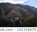 山坡染上了秋天的色彩，天空湛藍。 142339879