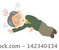 Illustration of a senior man collapsing from heatstroke 142340134