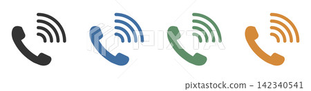 Phone and incoming signal icon set Phone and incoming signal icon set 142340541