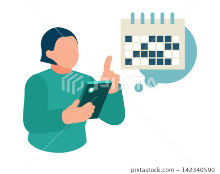 非正式職業女性使用智慧型手機應用程式查看自己的班次並提交申請。 非正式職業女性使用智慧型手機應用程式查看自己的班次並提交申請。 142340590