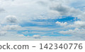 Bright Blue Sky Covered with Fluffy White Clouds Natural Weather Scene Background 142340776