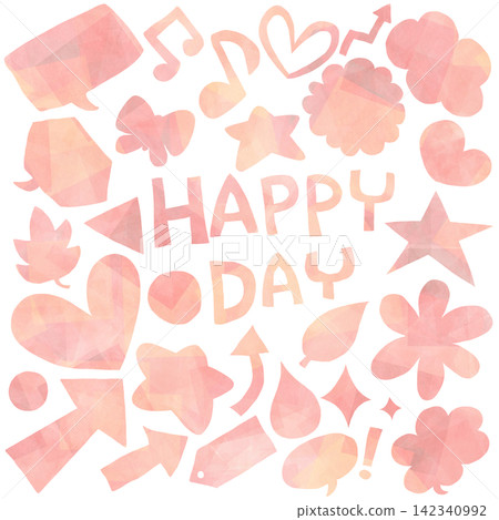 Colorful hand-drawn motifs and HAPPY DAY design elements Colorful hand-drawn motifs and HAPPY DAY design elements 142340992