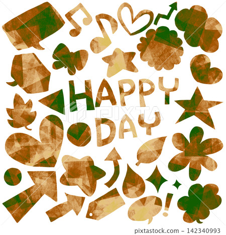 Colorful hand-drawn motifs and HAPPY DAY design elements Colorful hand-drawn motifs and HAPPY DAY design elements 142340993