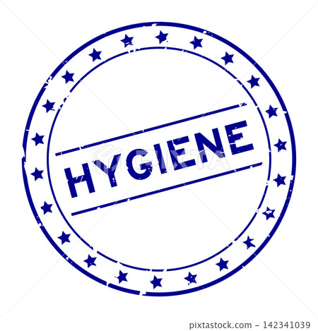 Grunge blue hygiene word round rubber seal stamp on white background Grunge blue hygiene word round rubber seal stamp on white background 142341039