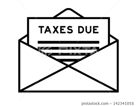 Envelope and letter sign with word taxes due as the headline 142341058