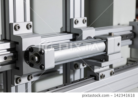 Precision linear actuator system with pneumatic cylinder and aluminum extrusion frame 142341618