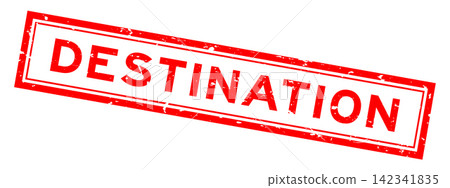 Grunge red destination word rsquare ubber seal stamp on white background Grunge red destination word rsquare ubber seal stamp on white background 142341835