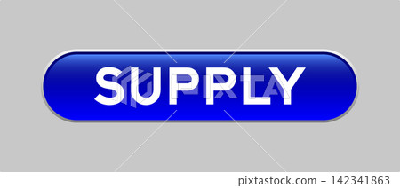 Blue color capsule shape button with word supply on gray background Blue color capsule shape button with word supply on gray background 142341863