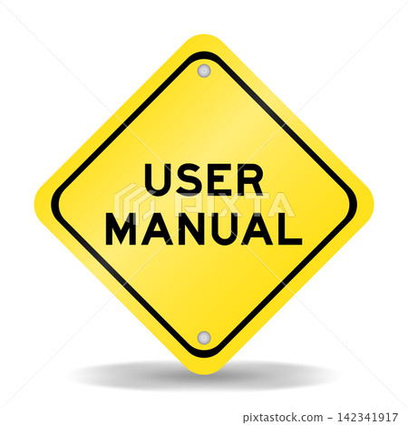 Yellow color transportation sign with word user manual on white background Yellow color transportation sign with word user manual on white background 142341917