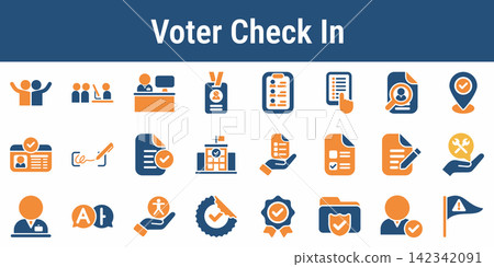 Voter Check In Poll Worker Icons Voter Check In Poll Worker Icons 142342091