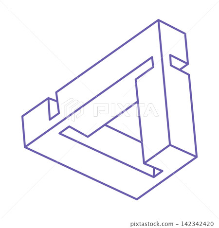 Impossible shapes. Logo. Sacred geometry figures. Optical illusion. Abstract eternal geometric objects. Impossible endless outline. Optical art. Impossible geometry shape on a white background. 142342420