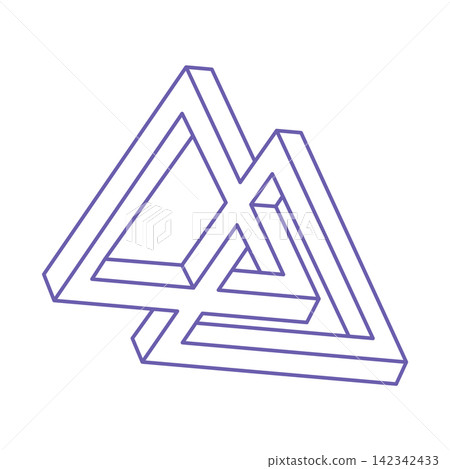 Impossible shape. Sacred geometry. Optical illusion figures. Abstract eternal geometric objects. Impossible endless outline shapes. Logo. Optical art. Impossible geometry shape on a white background. Impossible shape. Sacred geometry. Optical illusion figures. Abstract eternal geometric objects. Impossible endless outline shapes. Logo. Optical art. Impossible geometry shape on a white background. 142342433