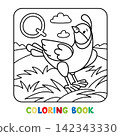 Funny quail. Animals coloring book Alphabet Q 142343330