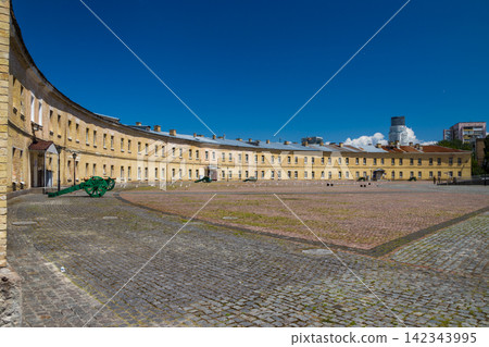 Old cannons in Kyiv fortress, a complex of Russian fortifications in Ukrainian capital built over the span of 17-19th centuries. Old cannons in Kyiv fortress, a complex of Russian fortifications in Ukrainian capital built over the span of 17-19th centuries. 142343995