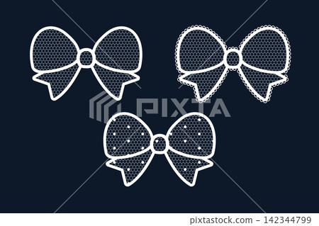 Elegant Lace Bow Collection with Decorative Ribbon Ornaments 142344799