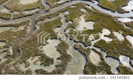 Aerial View of Lio Piccolo Marshlands in the Venice Lagoon Aerial View of Lio Piccolo Marshlands in the Venice Lagoon 142344861