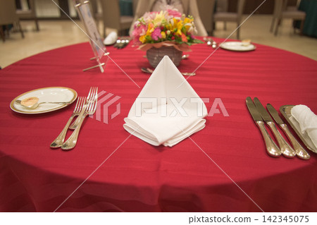 Dinner set on the table Dinner set on the table 142345075