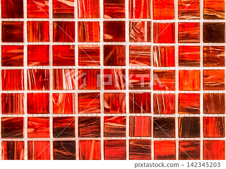 Red ceramic tile abstract pattern decorative mosaic texture background square backdrop structure Red ceramic tile abstract pattern decorative mosaic texture background square backdrop structure 142345203