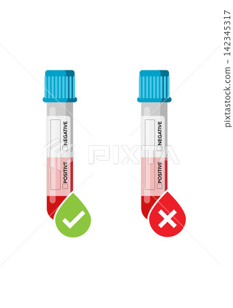 medical-test-tubes-showing-blood-sample-with-checkmark-and-cross-mark 142345317