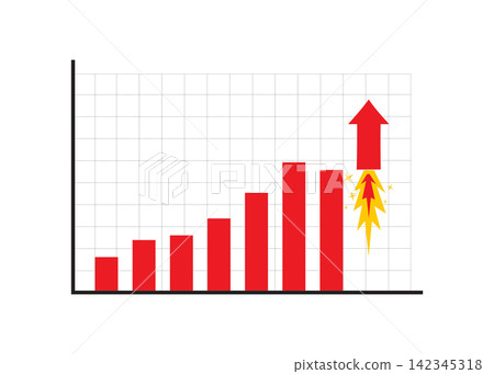 red bar chart showing business growth and upward sales arrow launch red bar chart showing business growth and upward sales arrow launch 142345318