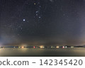 Seto Inland Sea's winter starry landscape Orion in the south 142345420