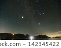 Winter starry sky over the Seto Inland Sea: Rising Orion and the Winter Triangle 142345422
