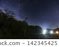 Winter starry sky over the Seto Inland Sea: The rising Big Dipper and the setting Cassiopeia. 142345425