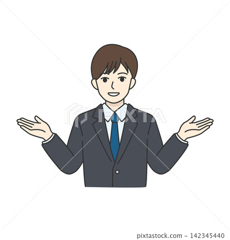 Men in gray suits, guidance, explanation, call center, business. Men in gray suits, guidance, explanation, call center, business. 142345440