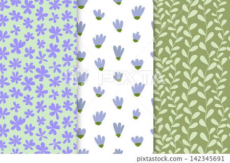 Set of cute pastel floral seamless pattern 142345691