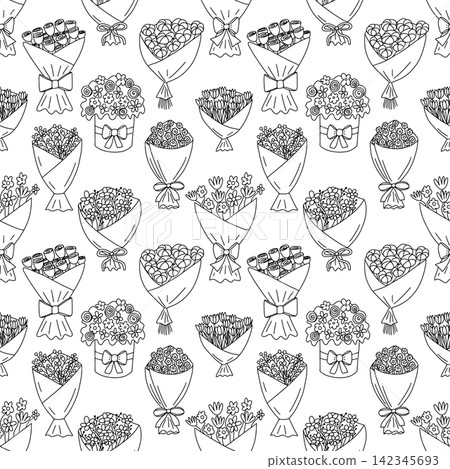 Doodle flower bouquets pattern 142345693
