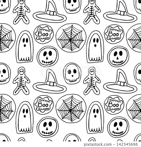 Halloween cookies vector seamless pattern 142345698