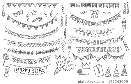 Big birthday doodle garlands Big birthday doodle garlands 142345699