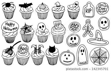 Halloween cookies and cupcakes set Halloween cookies and cupcakes set 142345701