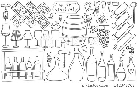 Sketches of wine set Sketches of wine set 142345705