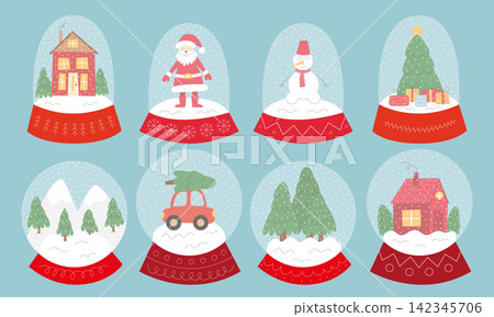 Glass snow globes flat collection Glass snow globes flat collection 142345706