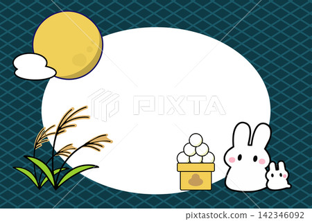 十五夜滿月觀賞框,菱形圖案日式設計背景,靛藍色鐵藝。 十五夜滿月觀賞框,菱形圖案日式設計背景,靛藍色鐵藝。 142346092