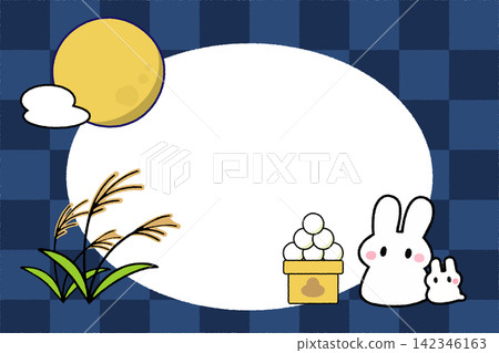 中秋賞月相框,格子圖案,藏青色,淺藍色 中秋賞月相框,格子圖案,藏青色,淺藍色 142346163