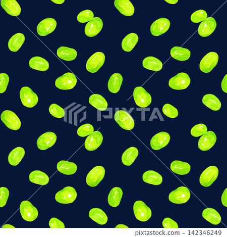 Edamame seamless pattern, hand-drawn watercolor illustration background material Edamame seamless pattern, hand-drawn watercolor illustration background material 142346249