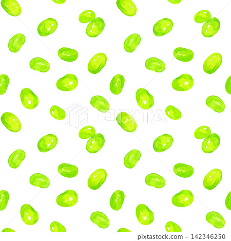 Edamame seamless pattern, hand-drawn watercolor illustration background material Edamame seamless pattern, hand-drawn watercolor illustration background material 142346250