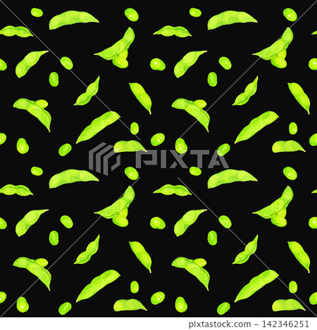 Edamame seamless pattern, hand-drawn watercolor illustration background material Edamame seamless pattern, hand-drawn watercolor illustration background material 142346251