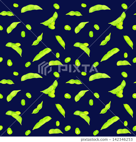 Edamame seamless pattern, hand-drawn watercolor illustration background material Edamame seamless pattern, hand-drawn watercolor illustration background material 142346253