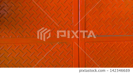 Bright orange diamond plate metal surface texture Bright orange diamond plate metal surface texture 142346689
